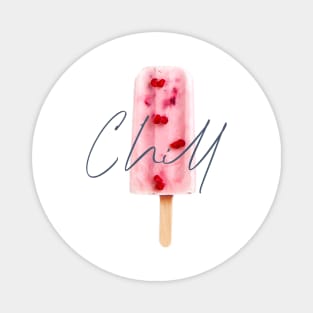 Chill Raspberry Popsicle Ice Cream on Stick Magnet